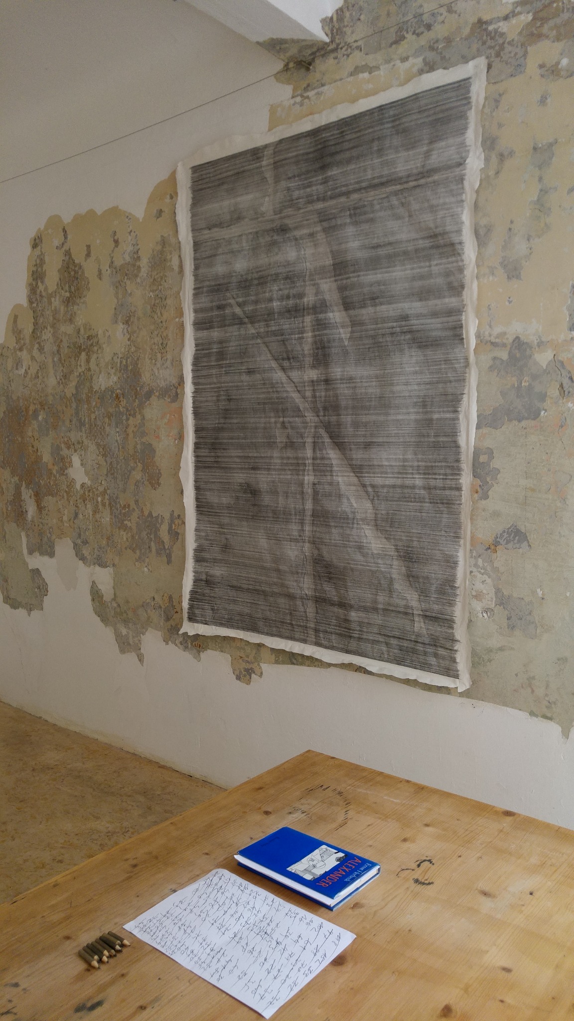 Ernst Herbeck, Alexander, Literary Frottage installation view