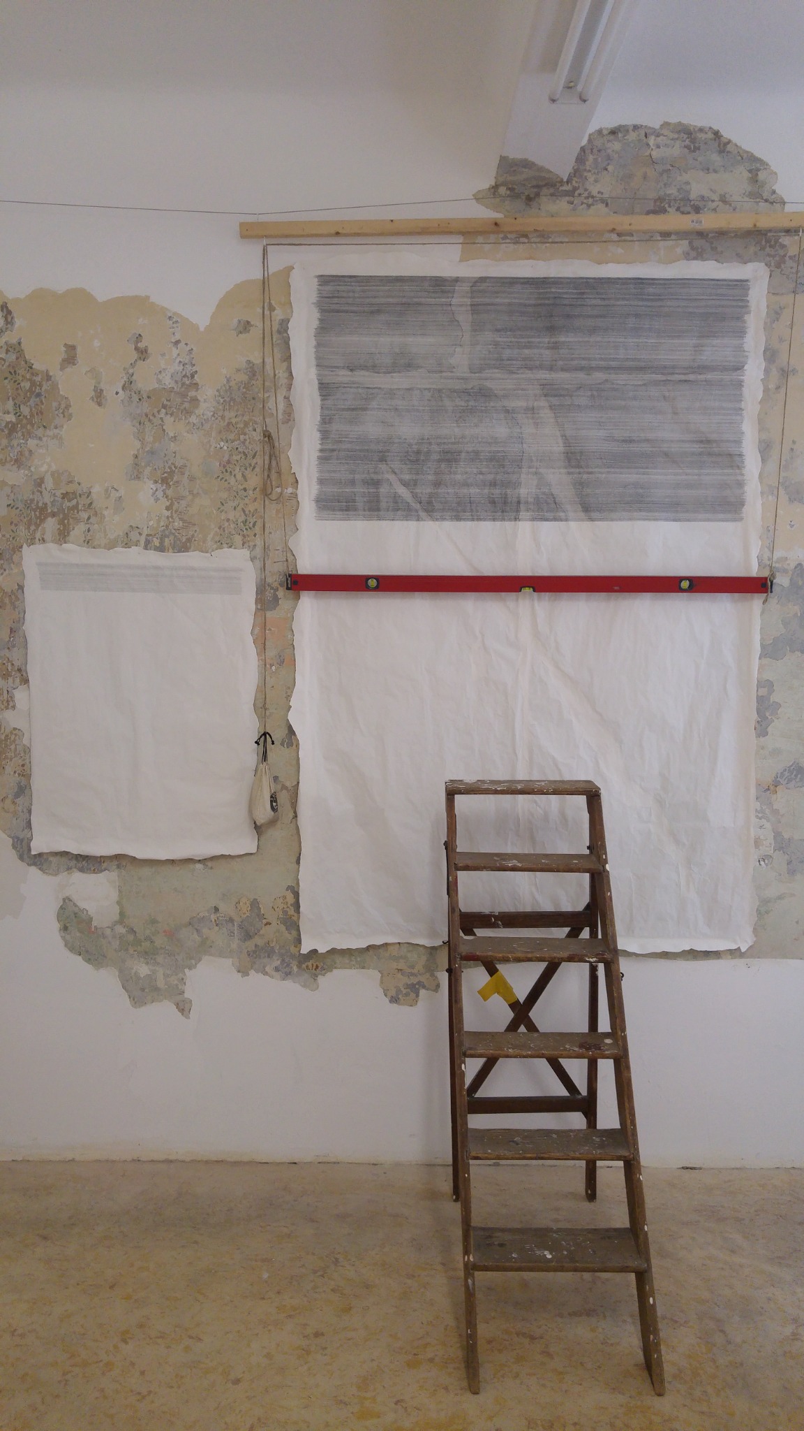 Literary Frottage during its making in the installation space