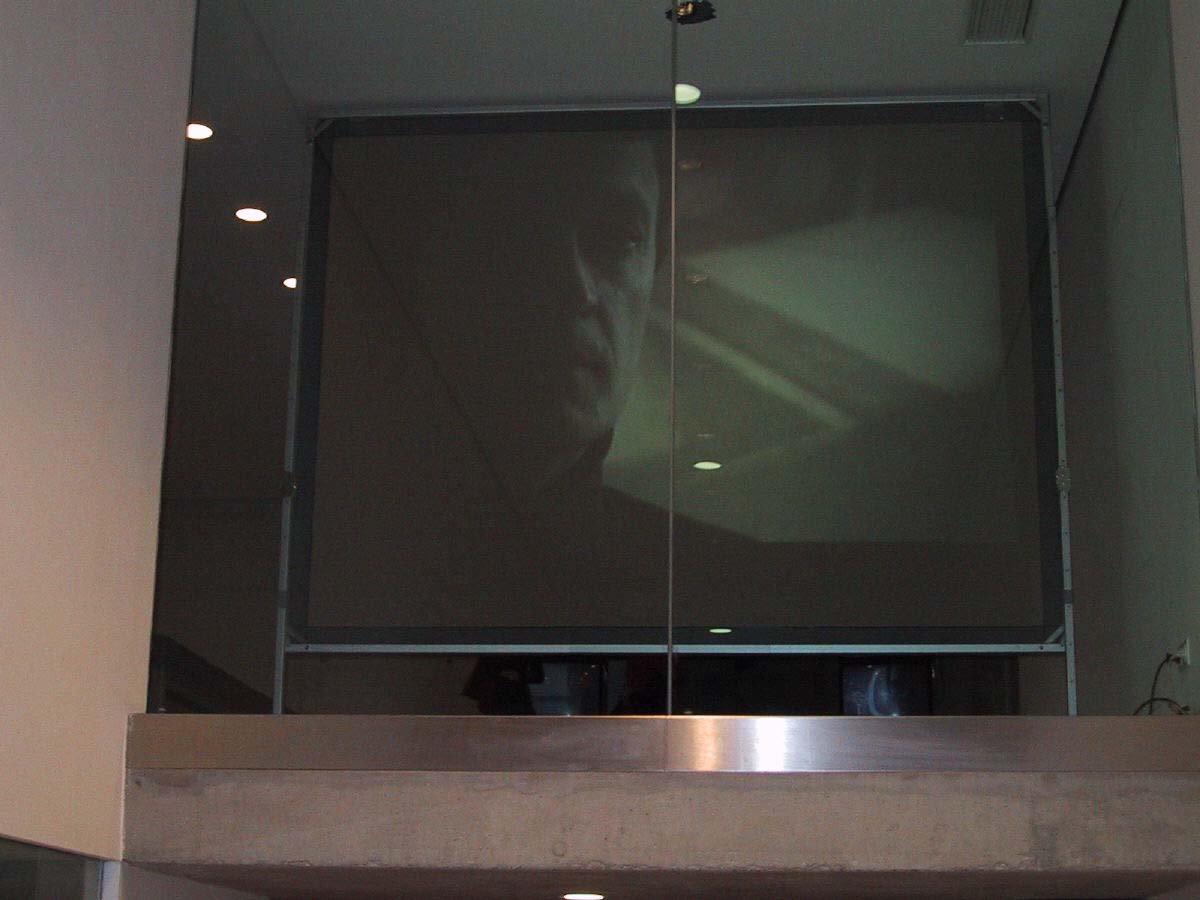 Video projection in reflected in an unmarked space at MUMOK, Vienna