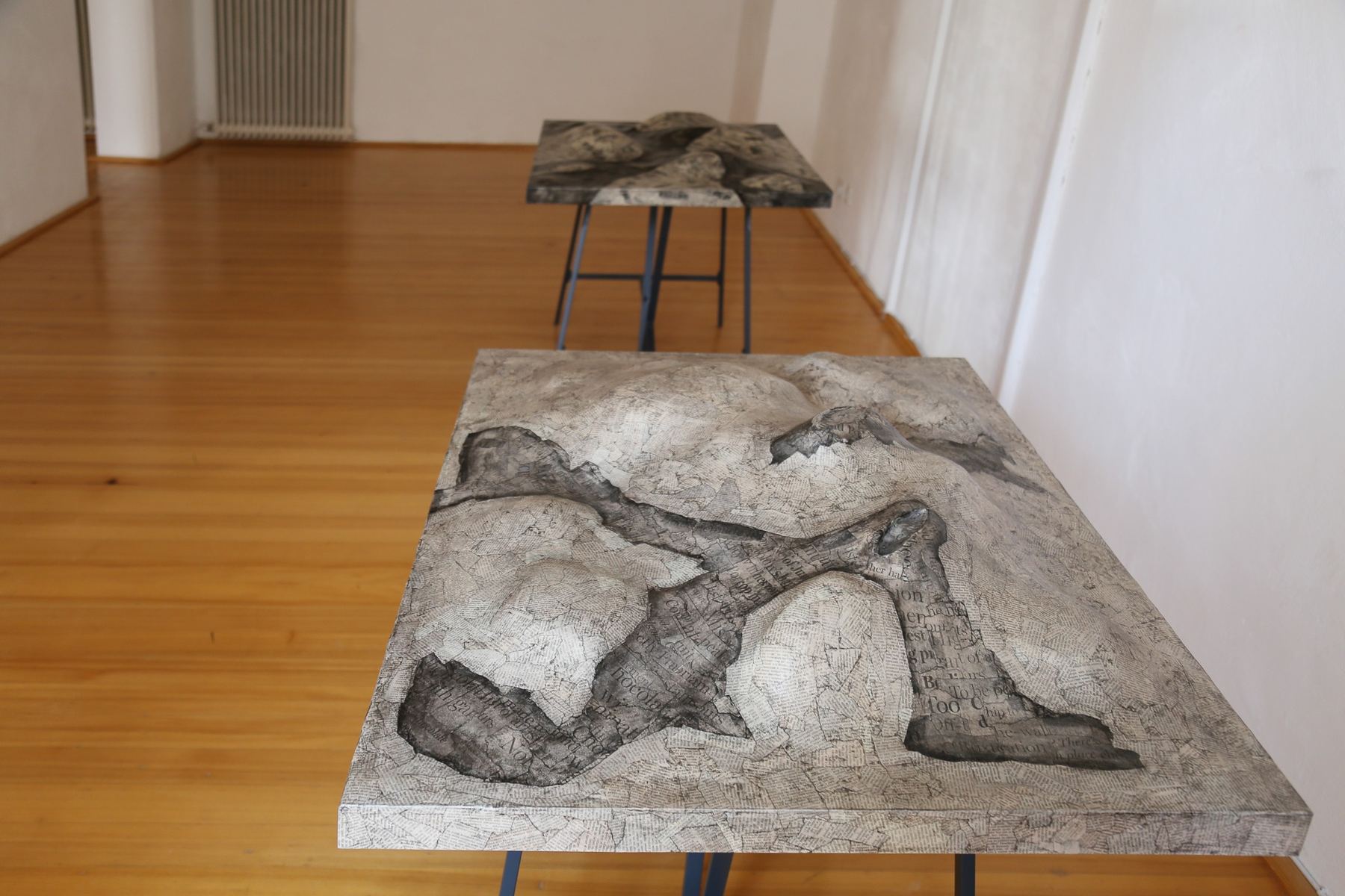 Installation view of Textscapes with wall and floor works